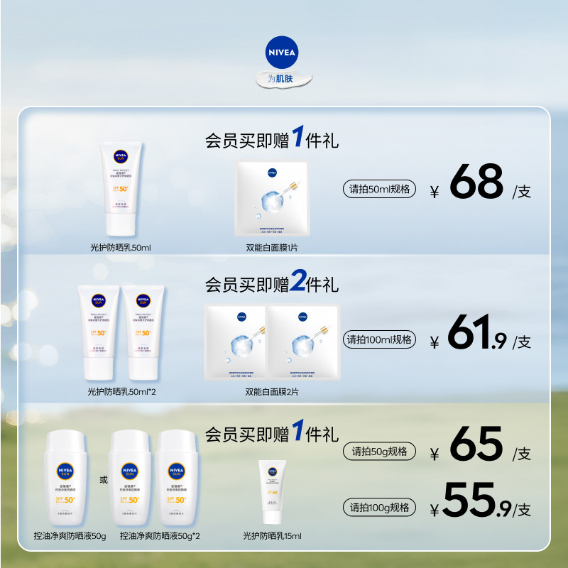 妮维雅多重密集防晒霜身体隔离控油净爽女男士专用正品官方