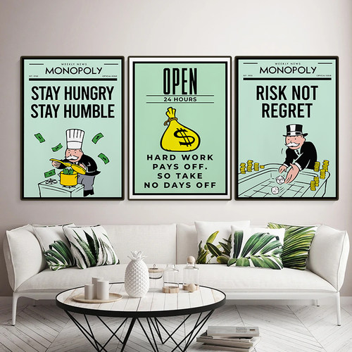 Monopoly Millionaire Dollar Money Poster Cartoon Motivationa - 图2