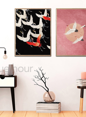 Red Crane Hokusai Eclectic Gallery Prints Blue Heron Posters