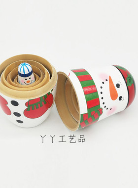 五层雪人俄罗斯套娃益智木制家居