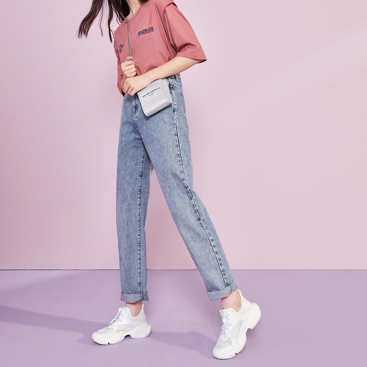 太平鸟高腰2020春季新款休闲牛仔裤 太平鸟普埃拉牛仔裤