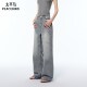 PEACEBIRD 2025 Summer New Grey Wide Leg Washed Jeans A1HAF2138