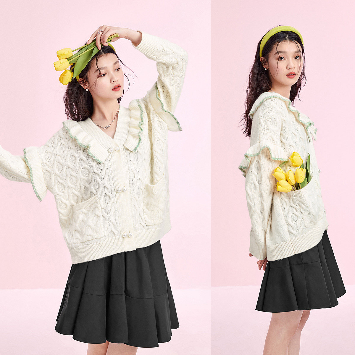 太平鸟初恋感毛衣女2022早春针织衫 太平鸟喜之乐毛针织衫