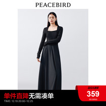 Mortnies 2023 Fall new Herbene Wind dress Dress Stitch stitch-up Body Temperament Knitted Skirt Woman