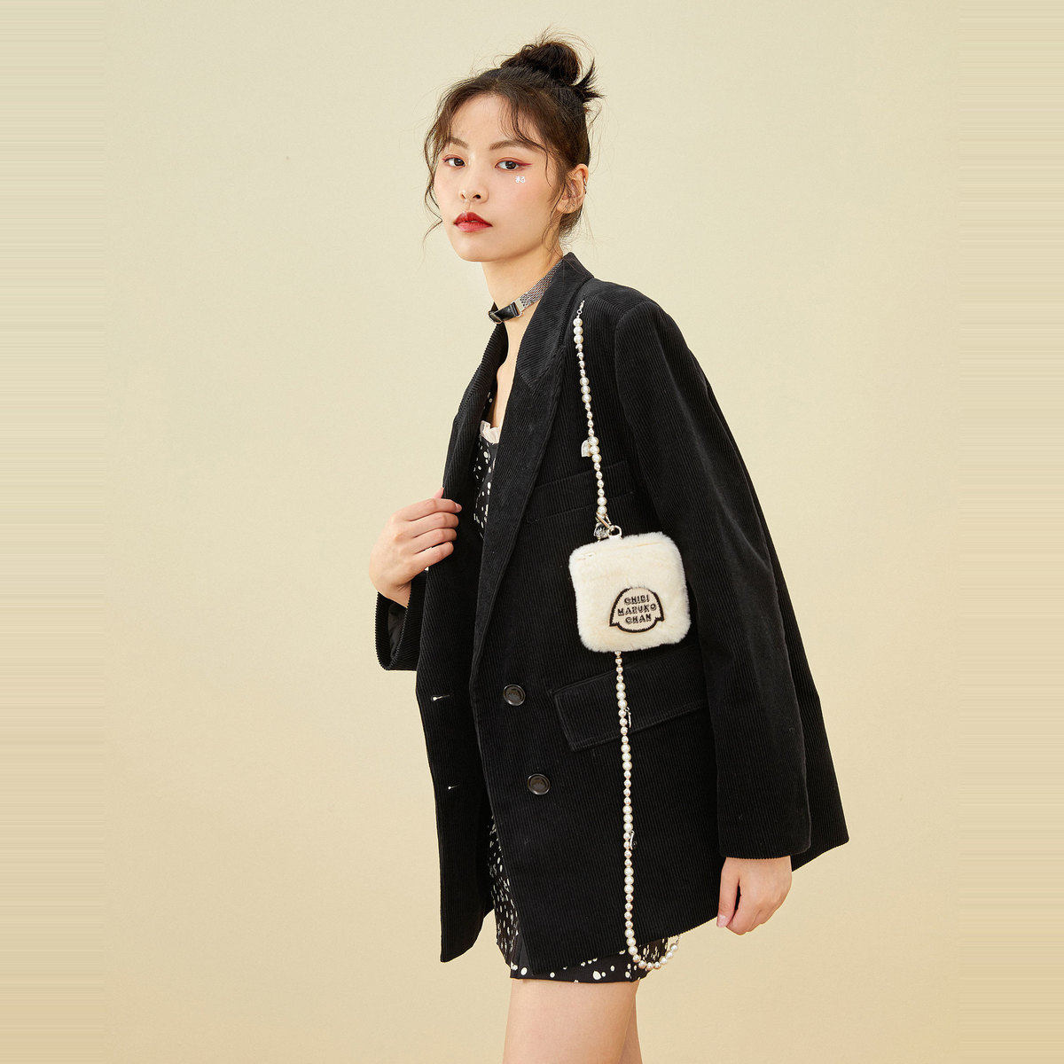 【樱桃小丸子联名】太平鸟灯芯绒西服 太平鸟西装