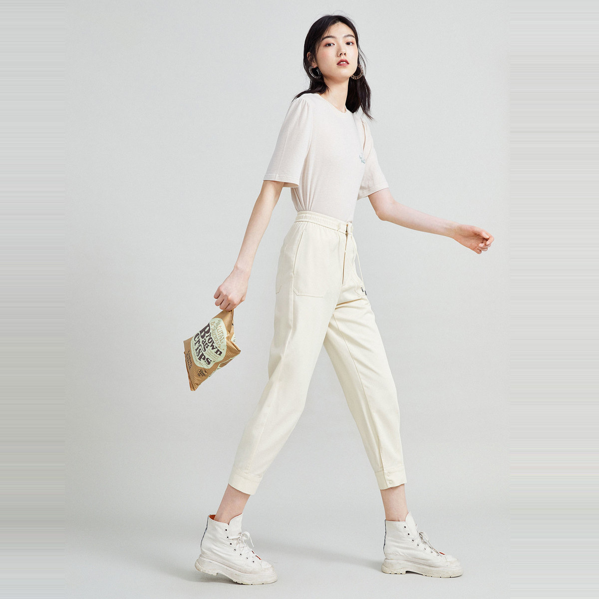 太平鸟高腰工装风2020秋季休闲裤 太平鸟喜之乐休闲裤