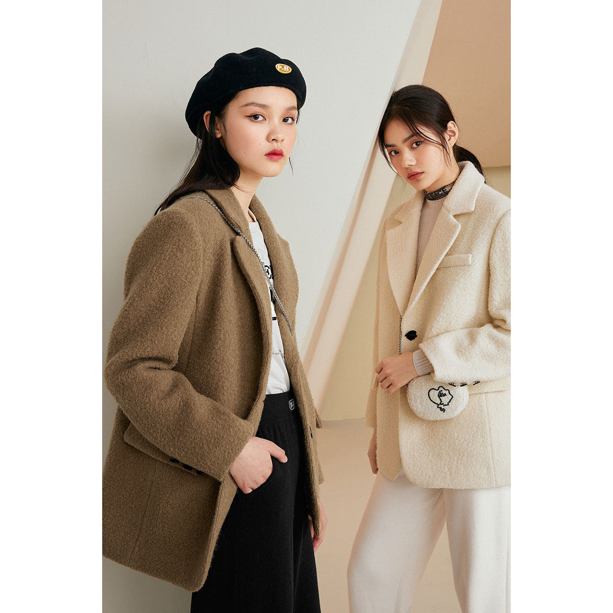 【明星春夏同款】太平鸟羊毛毛呢大衣 太平鸟毛呢外套