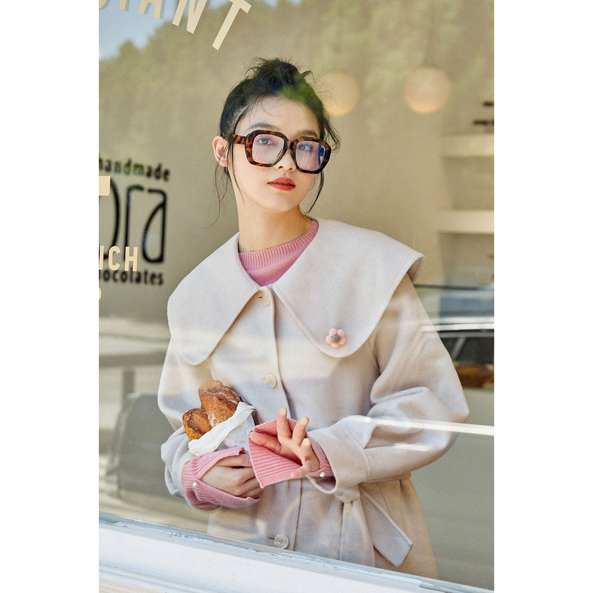 太平鸟双面2020秋冬新款收腰呢大衣 太平鸟毛呢外套