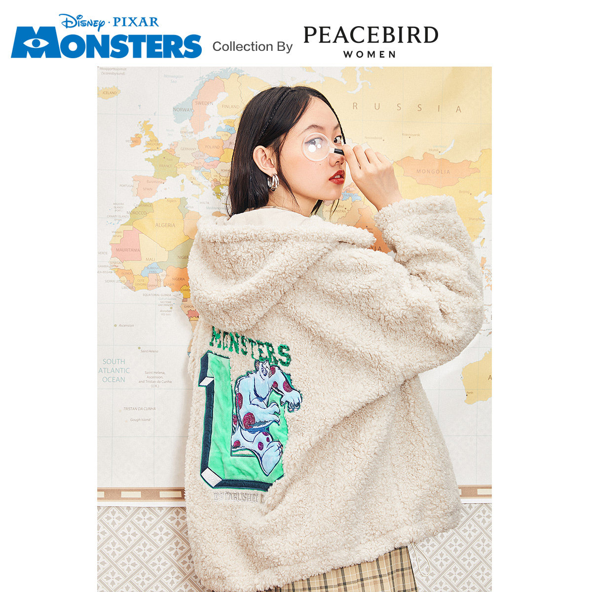 【怪兽大学联名】太平鸟毛绒绒外套女 太平鸟短外套