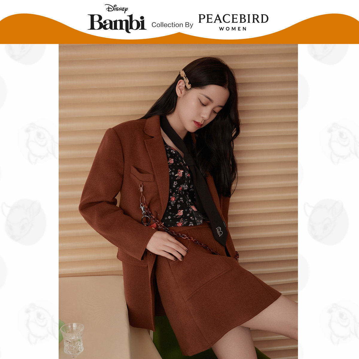 【小鹿斑比联名】太平鸟同款呢大衣 太平鸟广仁毛呢外套