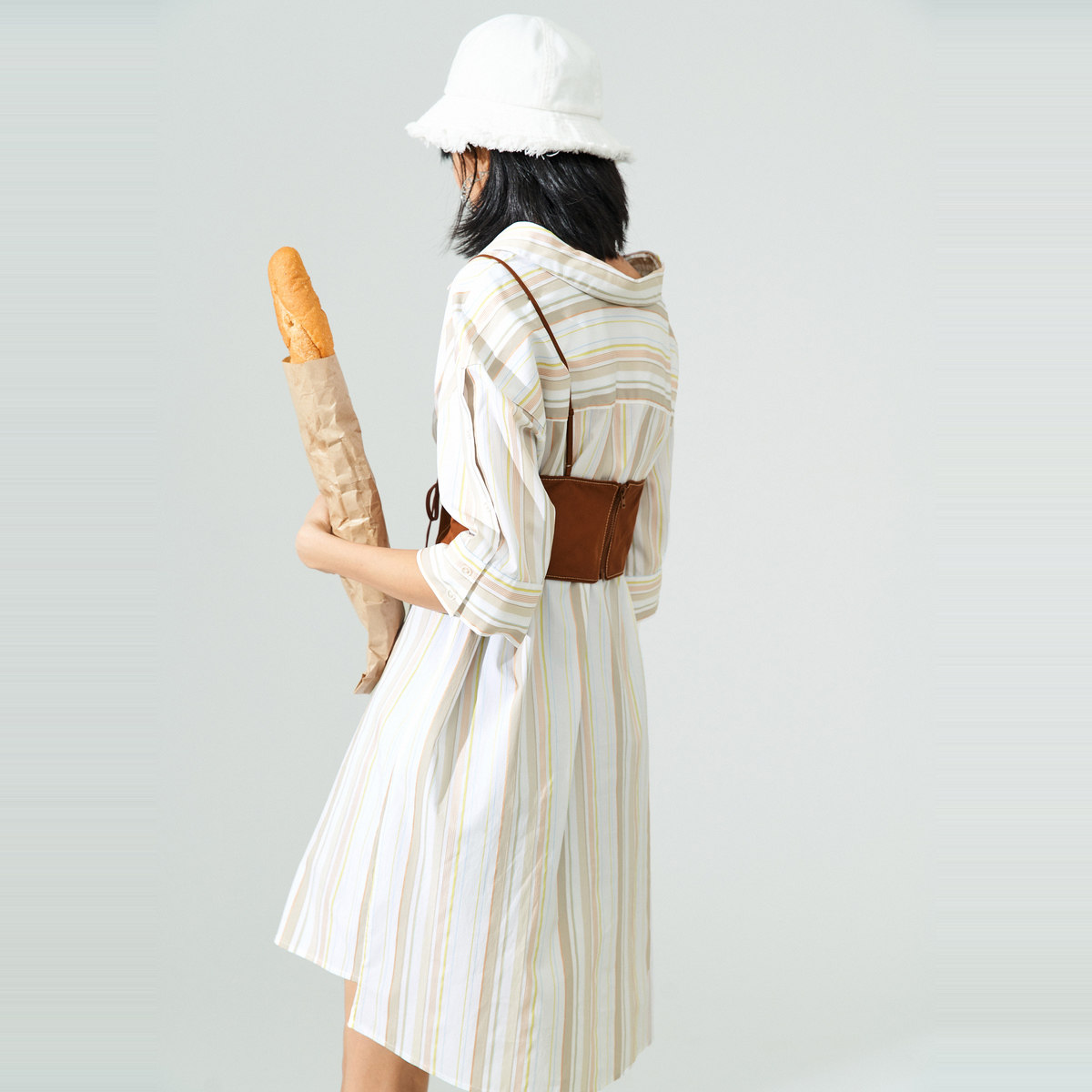 【商场同款】太平鸟休闲条纹连衣裙 太平鸟普埃拉连衣裙