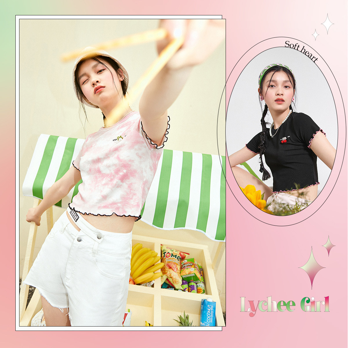 太平鸟短款bm风晕染针织女2022 t恤 太平鸟喜之乐T恤