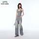PEACEBIRD 2025 Summer New Grey Wide Leg Washed Jeans A1HAF2138