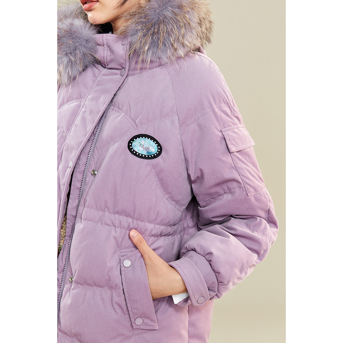 太平鸟大毛领女2020新款长款白鸭绒 太平鸟广仁羽绒服