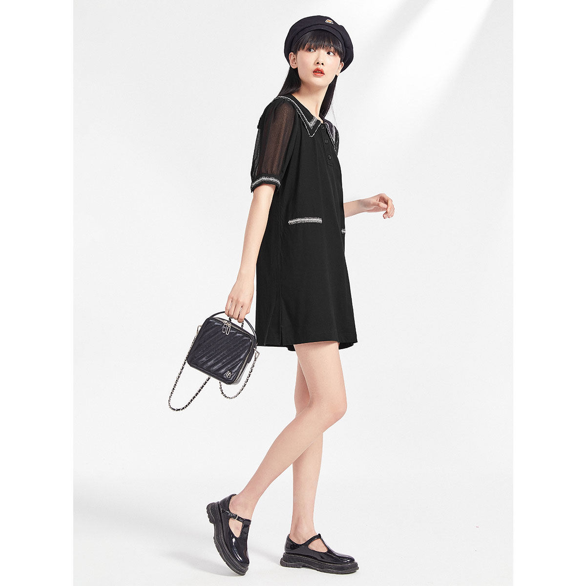 【专柜价499】太平鸟翻领2020连衣裙 太平鸟广仁连衣裙