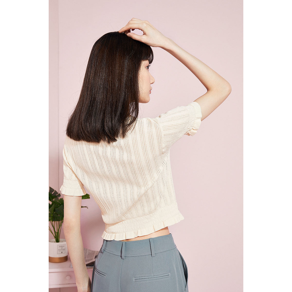 太平鸟v领修身夏日毛女2020针织衫 太平鸟普埃拉毛针织衫