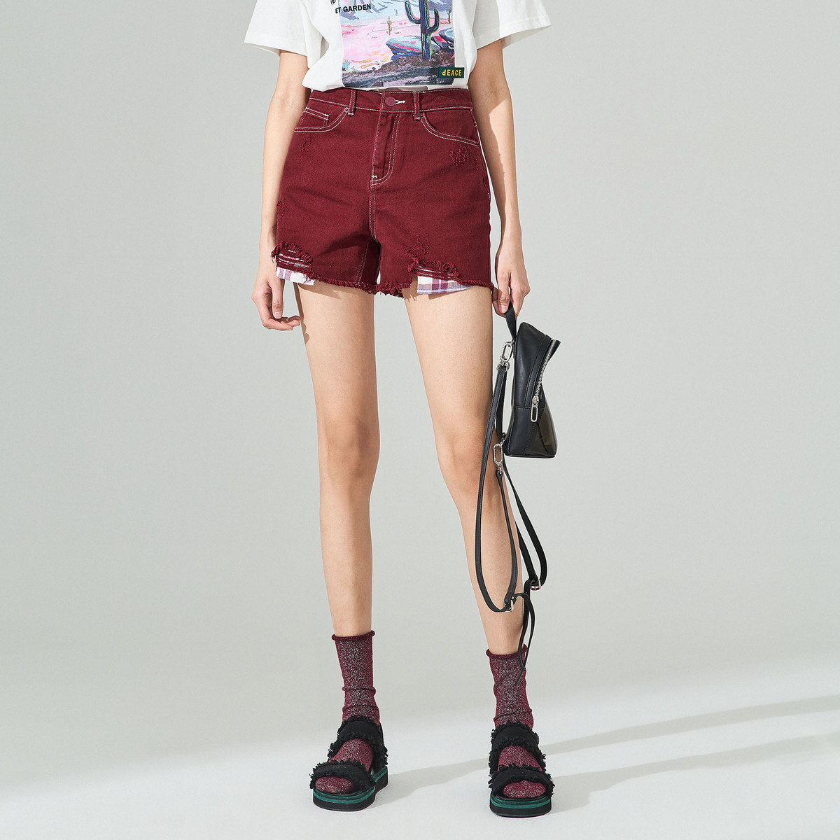 【商场同款】太平鸟高腰休闲女牛仔裤 太平鸟普埃拉牛仔裤