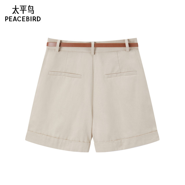 PEACEBIRD Women's 2024 Summer Tencel Cuff Mid Shorts A1GCE2204