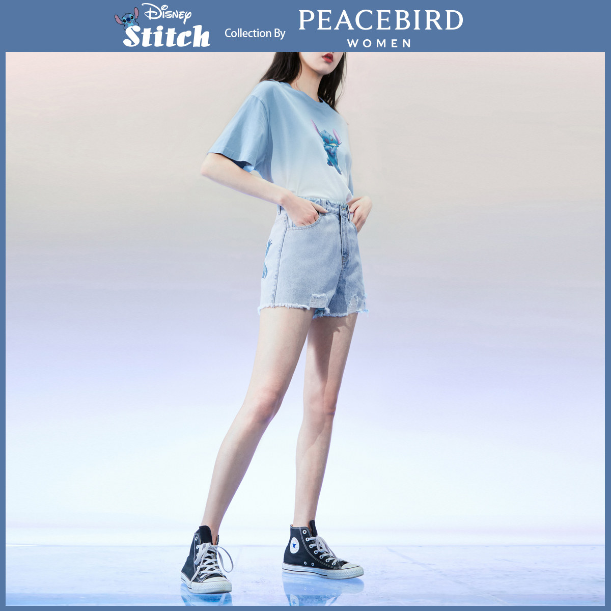 太平鸟短裤高腰2020夏季破洞牛仔裤 太平鸟普埃拉牛仔裤