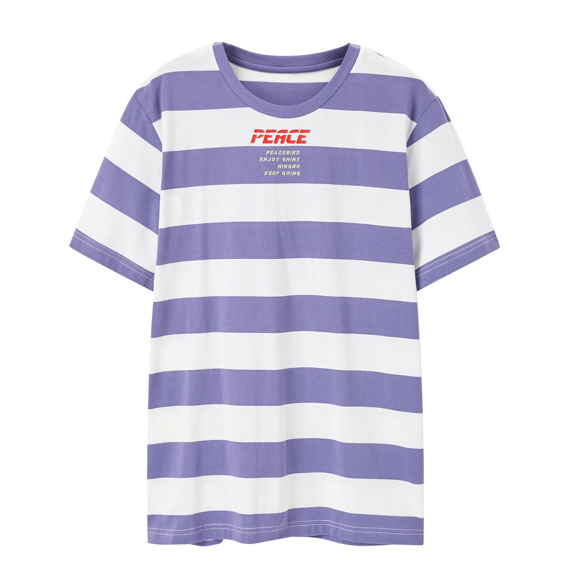 太平鸟2020夏季新款宽条纹宽松t恤 太平鸟喜之乐T恤