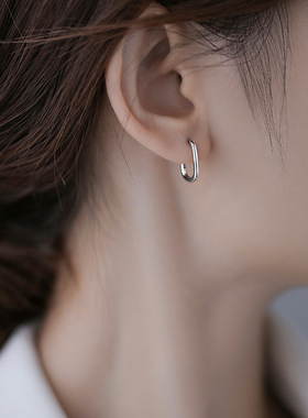 S925纯银几何素圈耳扣女小众