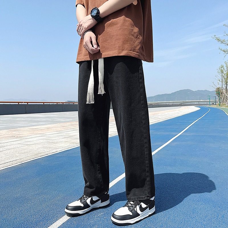 美式复古简约基础牛仔裤秋季宽松潮流百搭运动休闲抽绳直筒裤子男,淘宝优惠券,粉丝福利购,淘宝优惠卷