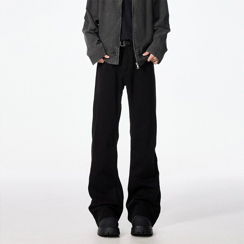 潮牌宽松巴黎bootcut直筒休闲裤子美式高街弯刀黑色牛仔裤男秋季,淘宝优惠券,粉丝福利购,淘宝优惠卷