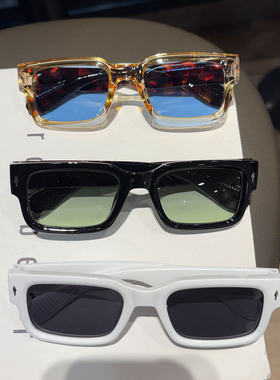 新款时尚方框太阳镜欧美潮流简约百搭眼镜个性铆钉装饰跨境墨镜男