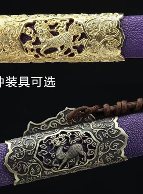 麒麟唐剑龙泉市唐横刀镀金高档珍珠鱼皮宝剑防身镇宅冷兵器未开刃