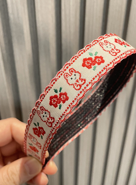 刺绣小花女童魔术贴发箍儿童不伤发碎发贴刘海贴可爱宝宝防滑头箍