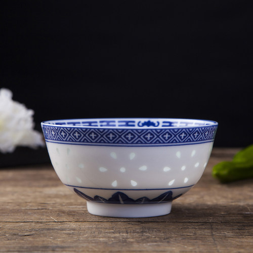 特级品青花瓷景德镇陶瓷中式复古青花玲珑高档中餐厅餐具套装饭碗 - 图0