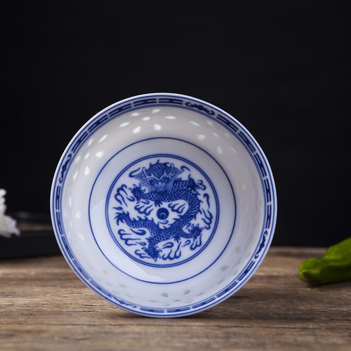 特级品青花瓷景德镇陶瓷中式复古青花玲珑高档中餐厅餐具套装饭碗 - 图1