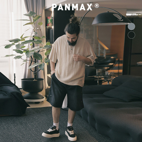 PANMAX大码男装潮牌夏季新款复古休闲水洗牛仔短裤五分裤潮 - 图2
