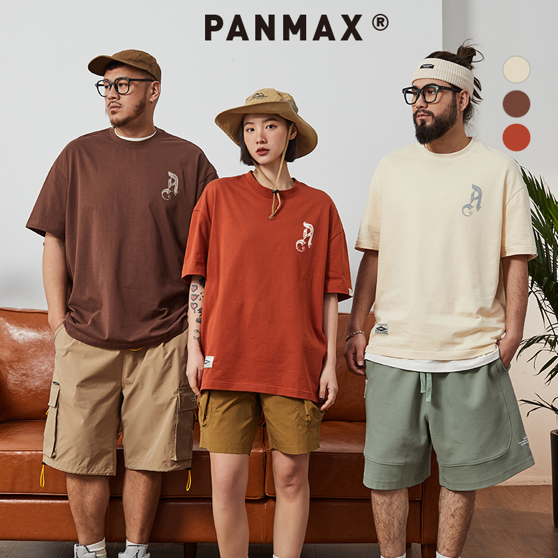 PANMAX大码男装加肥加大美式凉感T恤体恤上衣服短袖男装纯棉夏季