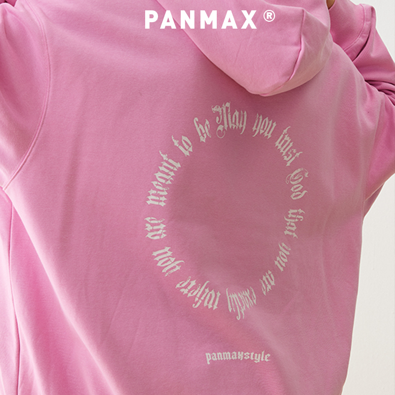 PANMAX潮牌大码男装2025秋冬美式休闲印花连帽卫衣棉感外套百搭 - 图3