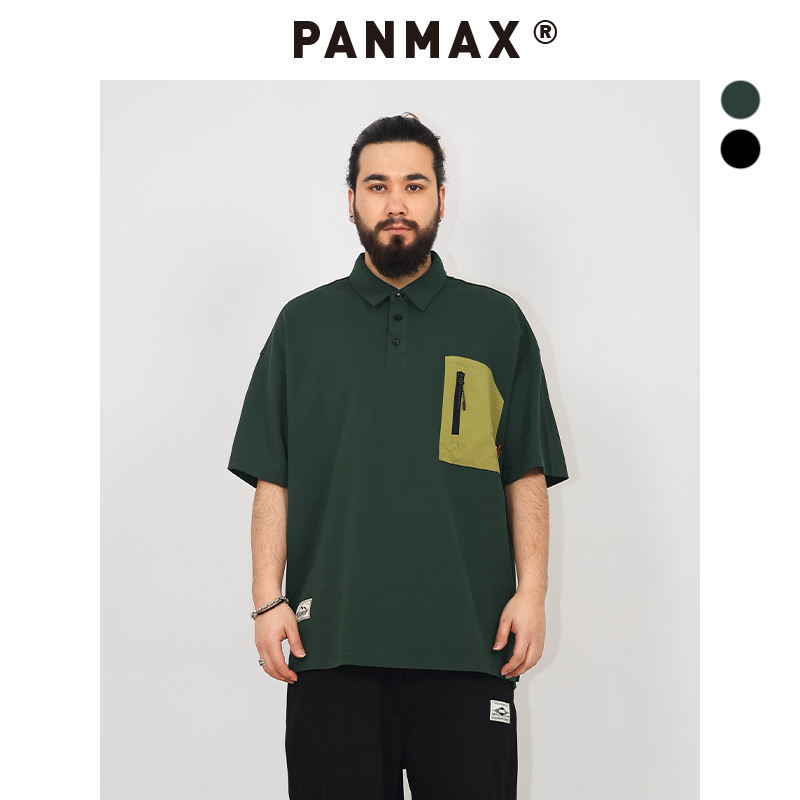 PANMAX大码短袖男装T恤重磅小众polo衫休闲百搭宽松胖男士帅气夏