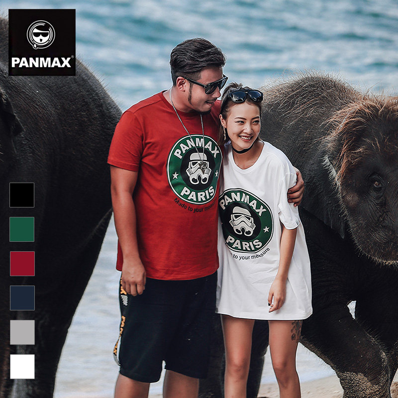 PANMAX潮牌大码男装 潮胖子体恤男面具简笔
