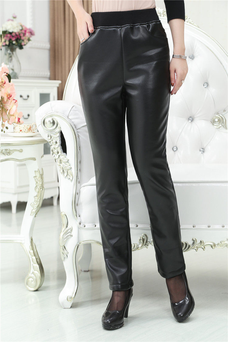 秋冬中老年女皮裤长裤PU外穿高腰加肥大码女士直筒宽松外穿妈妈裤,淘宝优惠券,粉丝福利购,淘宝优惠卷