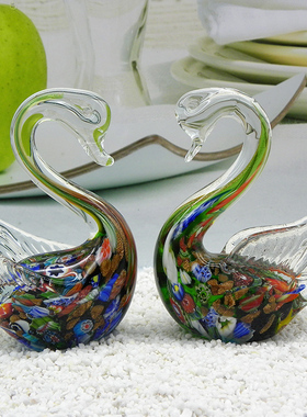 琉璃天鹅摆件结婚节日装饰工艺品