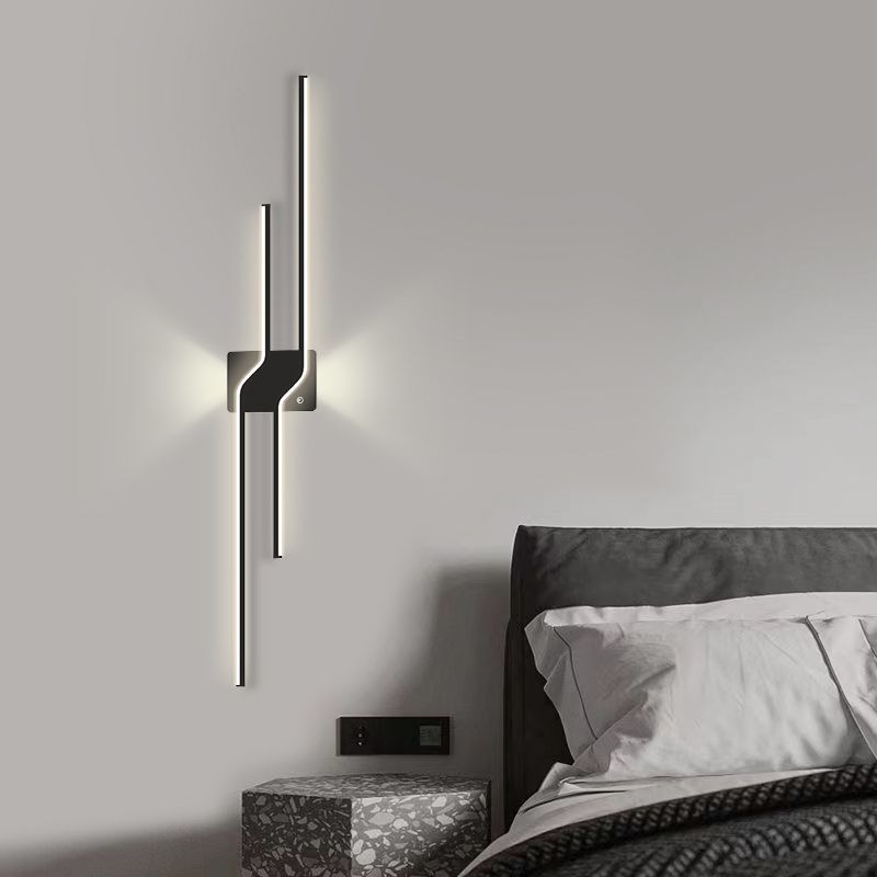 充电款简约现代网红长条壁灯客厅电视背景墙格栅免布线遥控触摸灯 - 图1