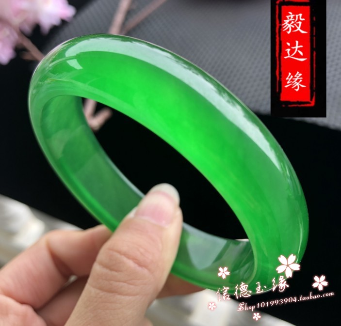 翡翠色玉石手镯满绿翠绿冰种玉镯玉石女款简约款翡翠色玉手镯百搭 - 图0