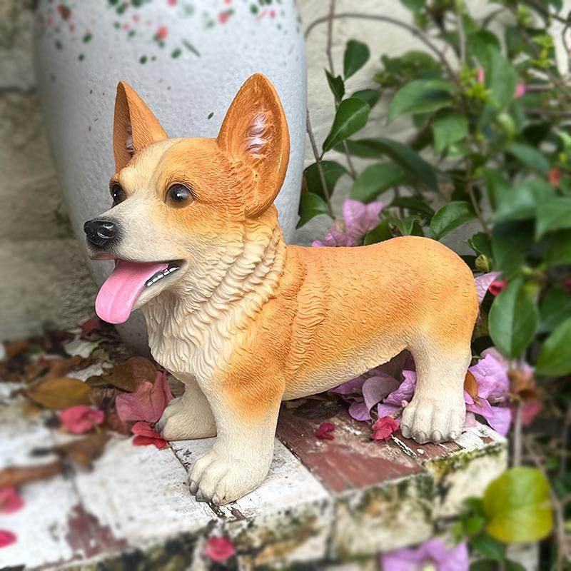 柯基狗户外摆件小黄狗桌面摆件客厅电视柜幼儿园布置花园庭院杂货,淘宝优惠券,粉丝福利购,淘宝优惠卷
