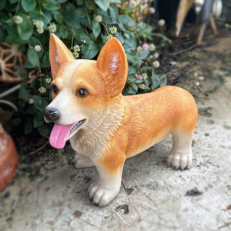 柯基狗户外摆件小黄狗桌面摆件客厅电视柜幼儿园布置花园庭院杂货,淘宝优惠券,粉丝福利购,淘宝优惠卷
