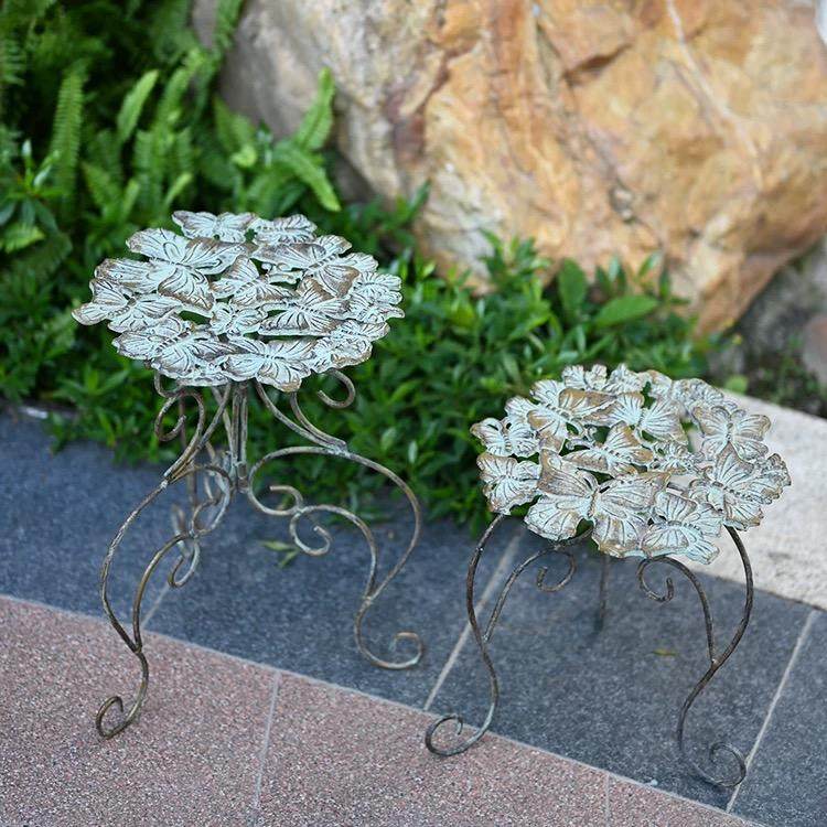 花园做旧铁艺花凳蝴蝶铸铁花盆托架庭院阳台民宿多肉绿植置物架子,淘宝优惠券,粉丝福利购,淘宝优惠卷