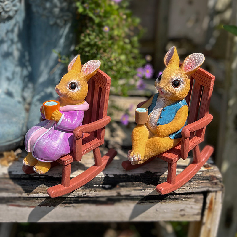 可爱办公室桌面兔子摇椅摆件花园阳台庭院造景盆栽幼儿园松弛装饰,淘宝优惠券,粉丝福利购,淘宝优惠卷
