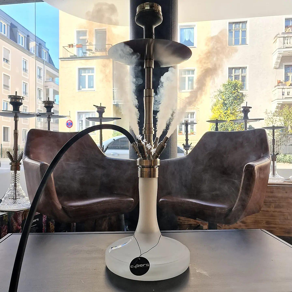 德国进口Cyborg Shisha 精工不锈钢大号四管酒吧水烟壶Hookah - 图0