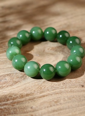 男女手链和田碧玉大圆珠手串