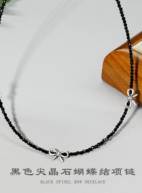 S925纯银甜酷蝴蝶结串珠项链