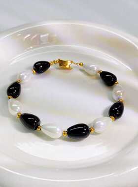 施家水滴珍珠手链高级气质