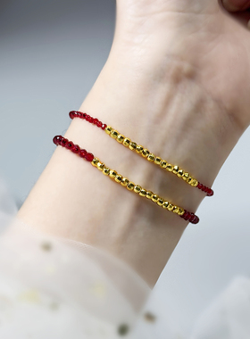 强保色沙金红色尖晶石手链